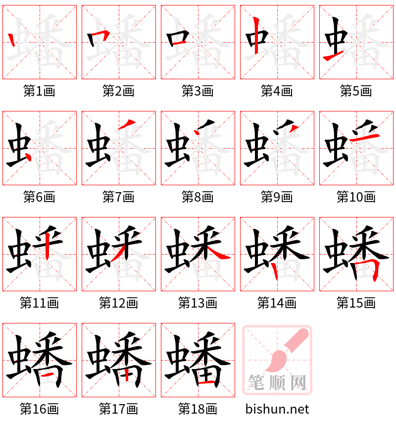 蟠 笔顺规范