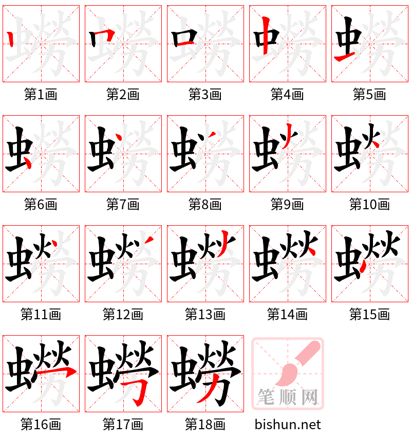 蟧 笔顺规范