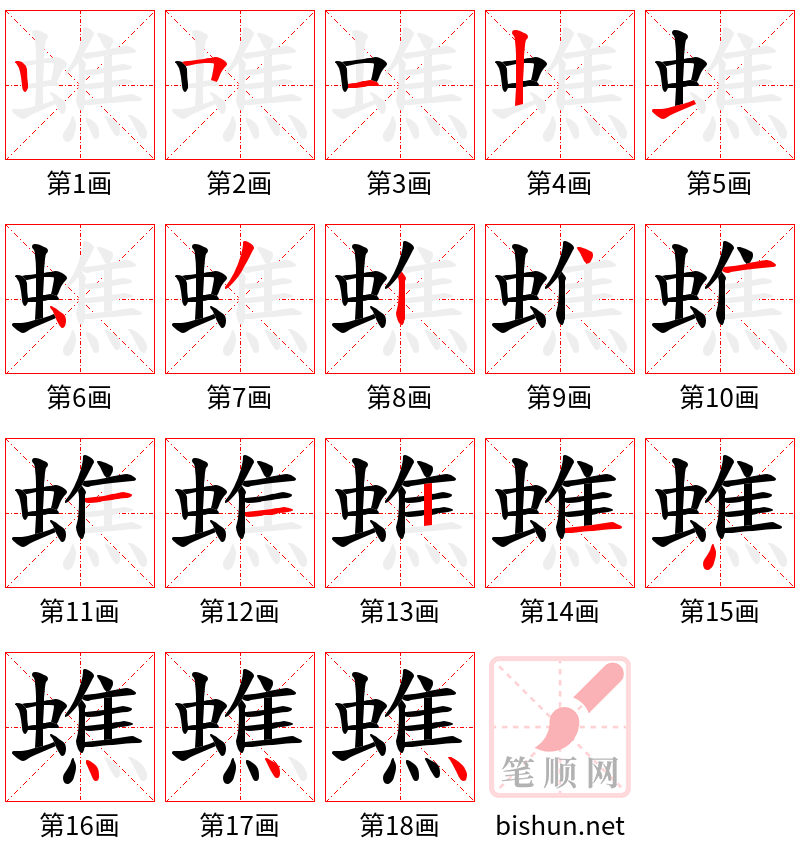 蟭 笔顺规范