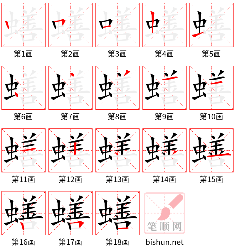 蟮 笔顺规范