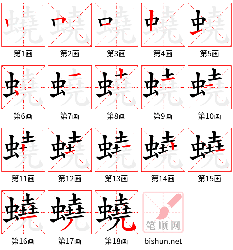 蟯 笔顺规范