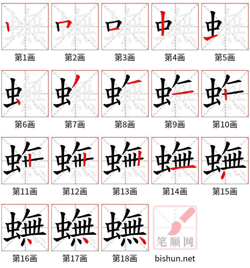 蟱 笔顺规范