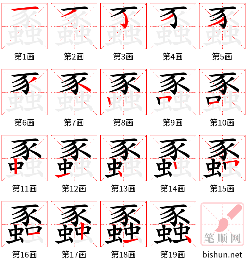 蟸 笔顺规范