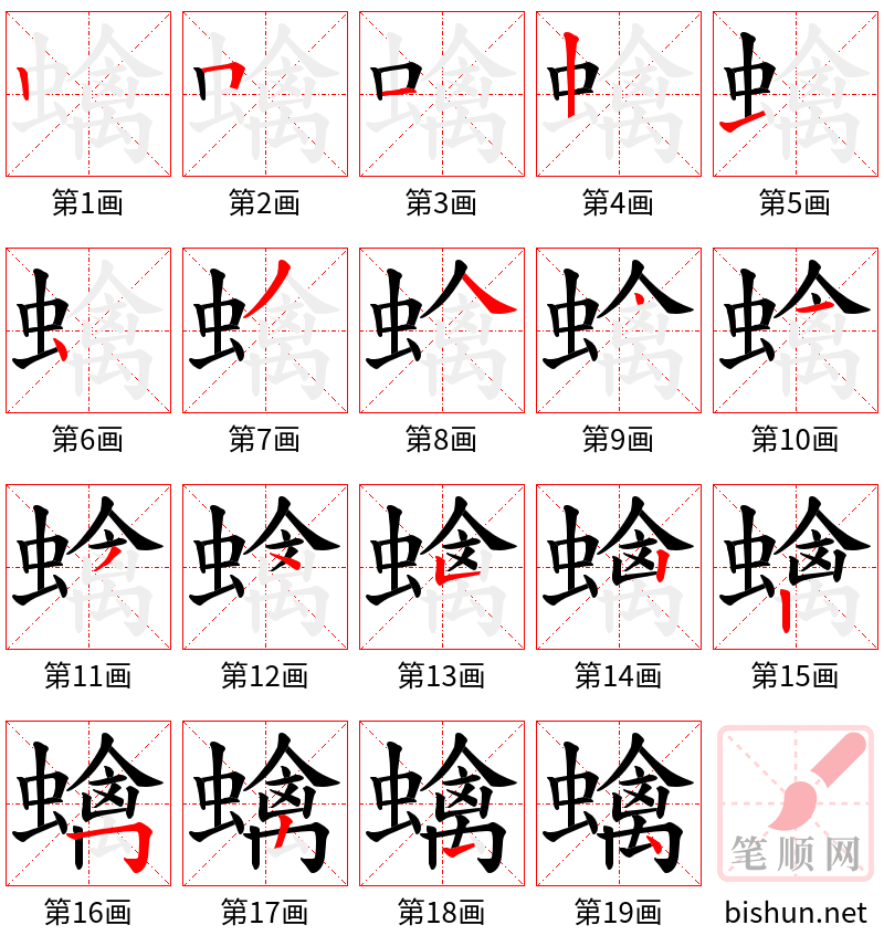 蠄 笔顺规范