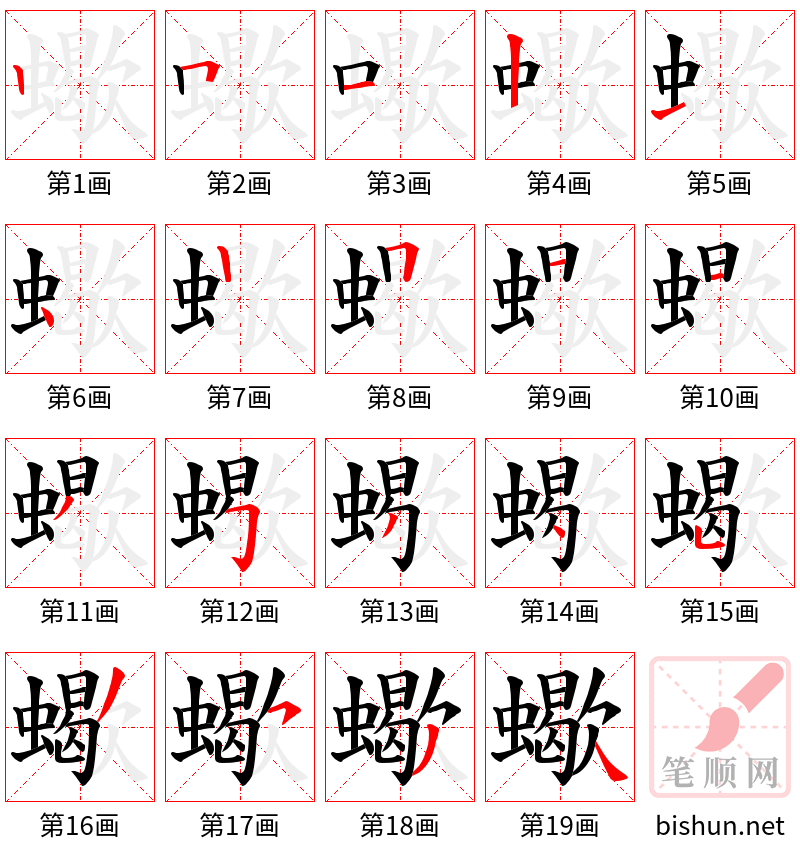 蠍 笔顺规范