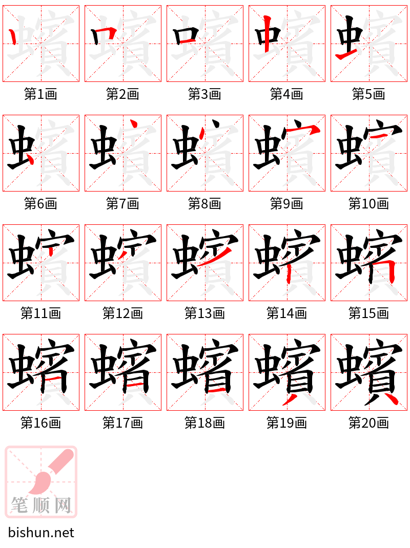 蠙 笔顺规范