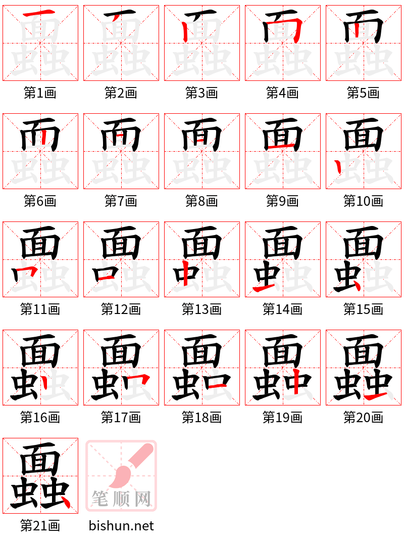 蠠 笔顺规范