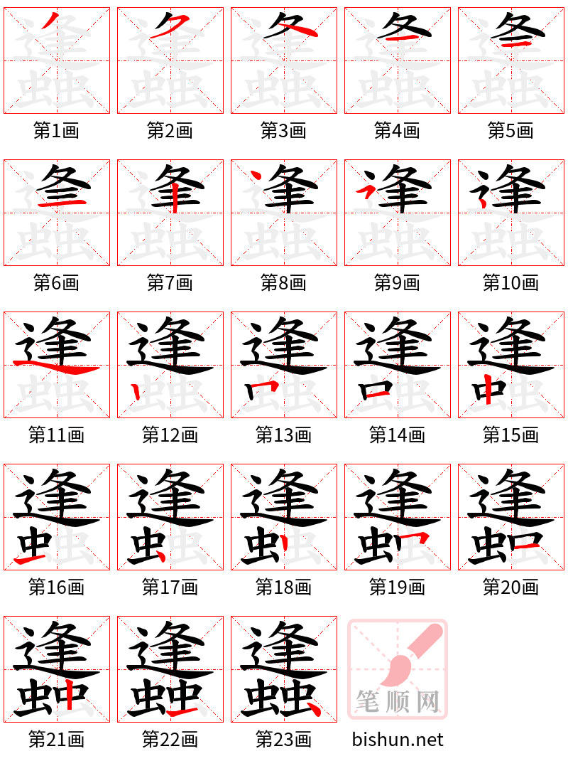 蠭 笔顺规范