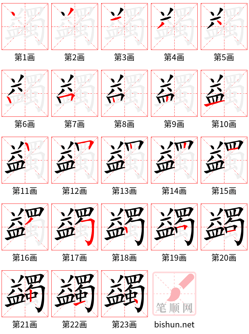 蠲 笔顺规范