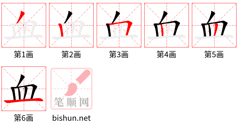 血 笔顺规范