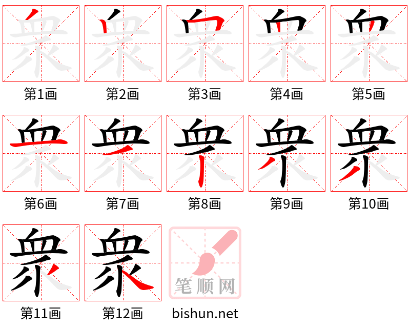 衆 笔顺规范