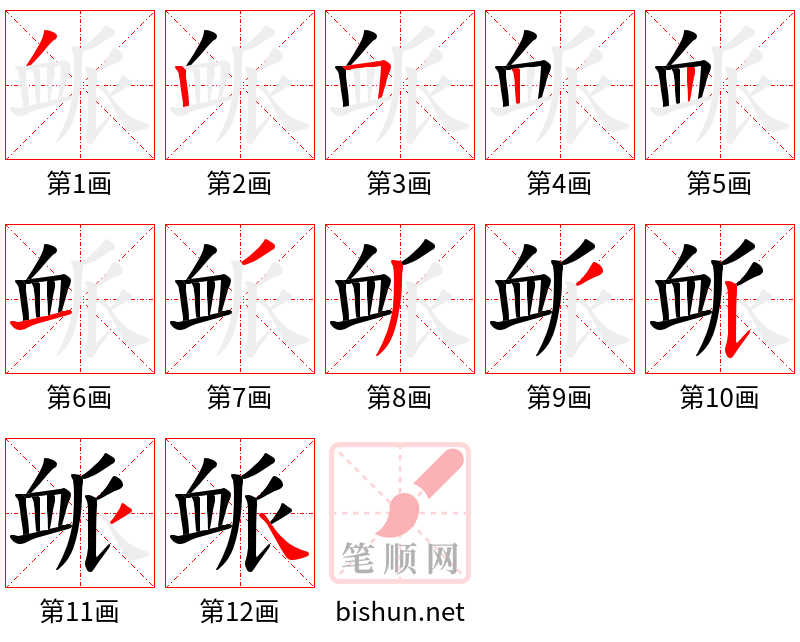 衇 笔顺规范