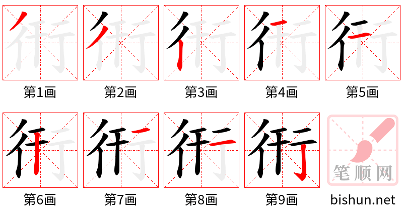 衎 笔顺规范