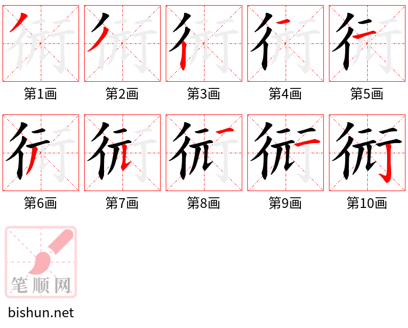 衏 笔顺规范