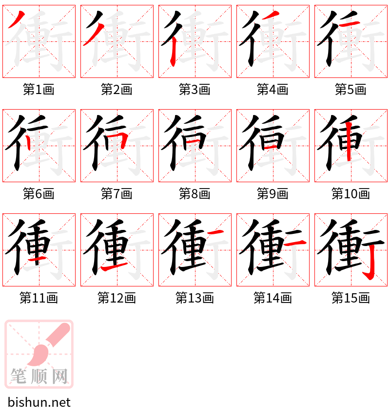 衝 笔顺规范