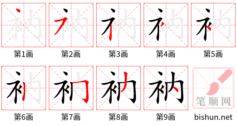 衲 笔顺规范