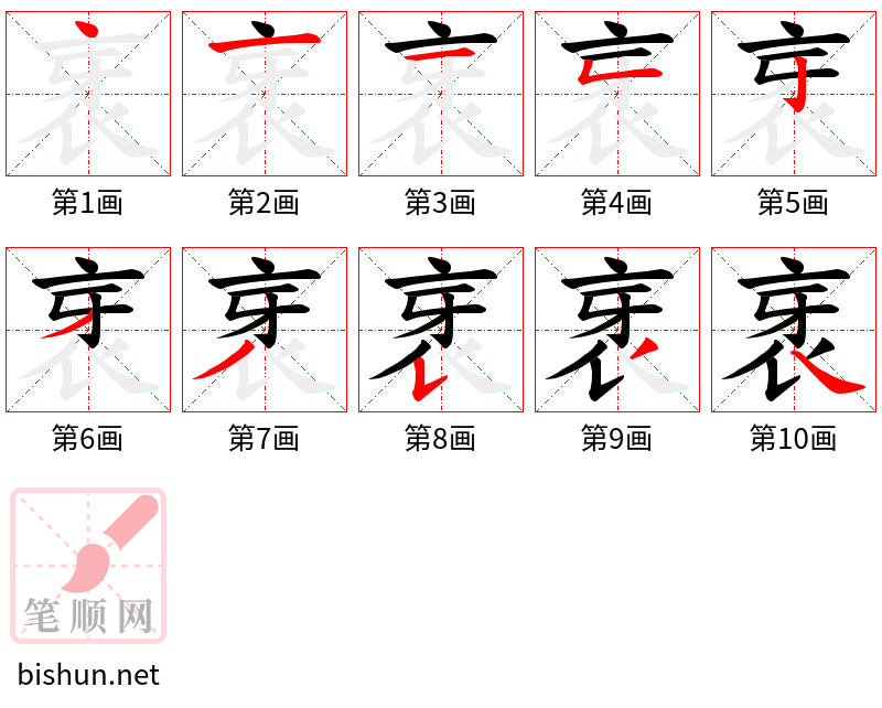 衺 笔顺规范