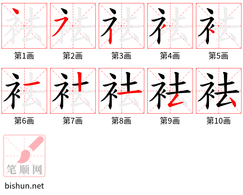 袪 笔顺规范