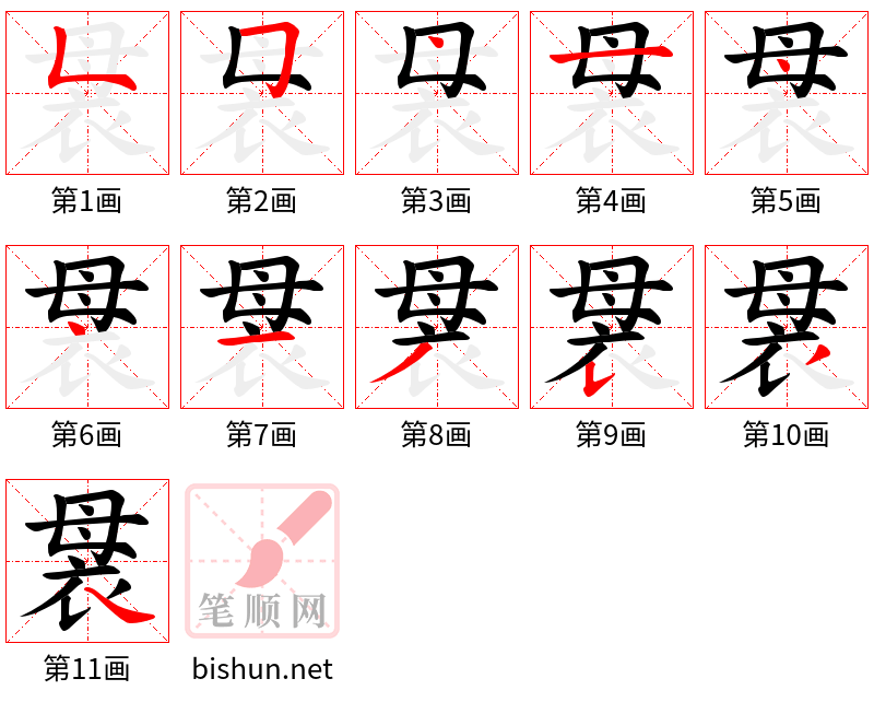 袰 笔顺规范