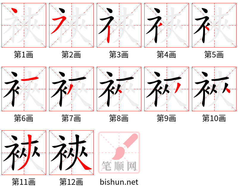 裌 笔顺规范