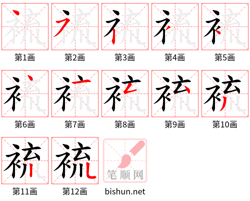 裗 笔顺规范