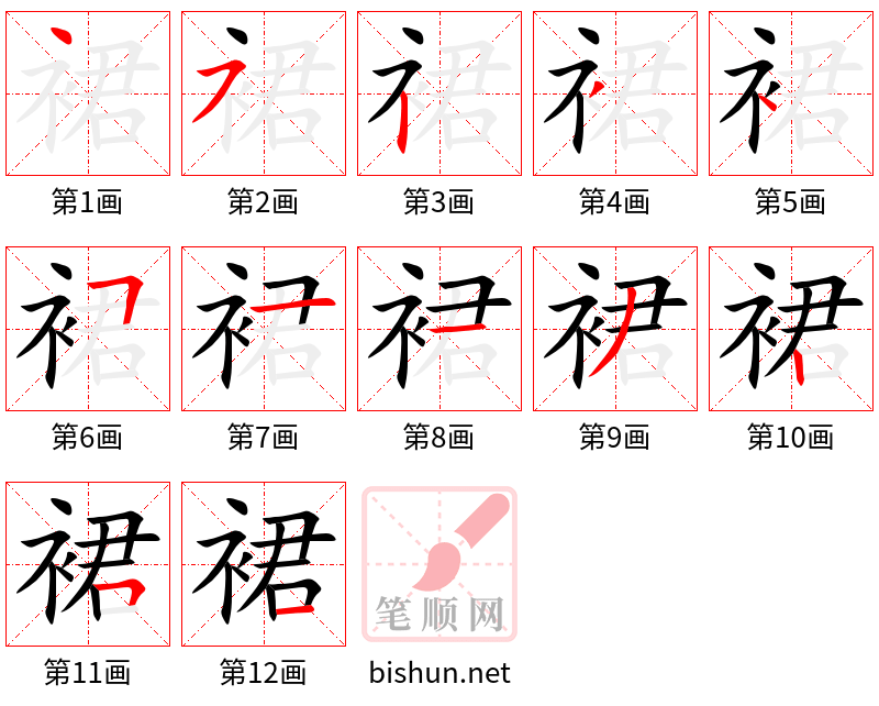 裙 笔顺规范