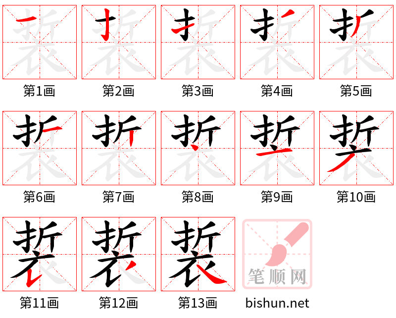 裚 笔顺规范