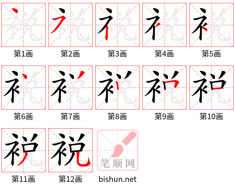 裞 笔顺规范