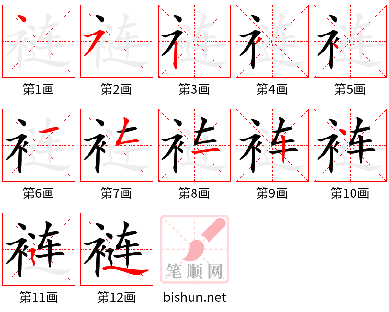 裢 笔顺规范