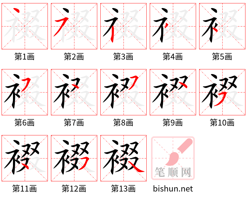 裰 笔顺规范