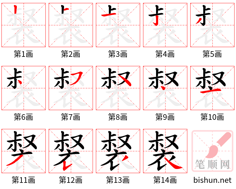 裻 笔顺规范