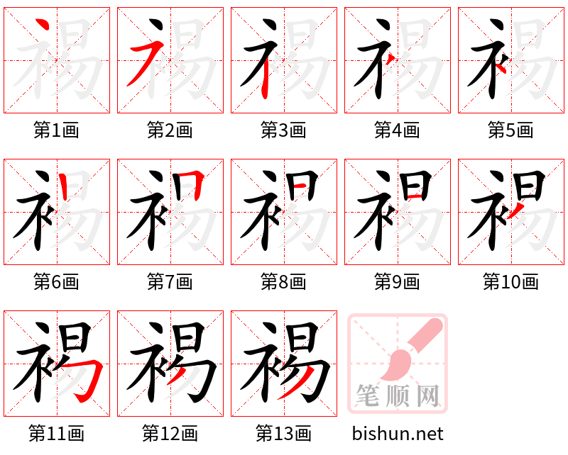 裼 笔顺规范