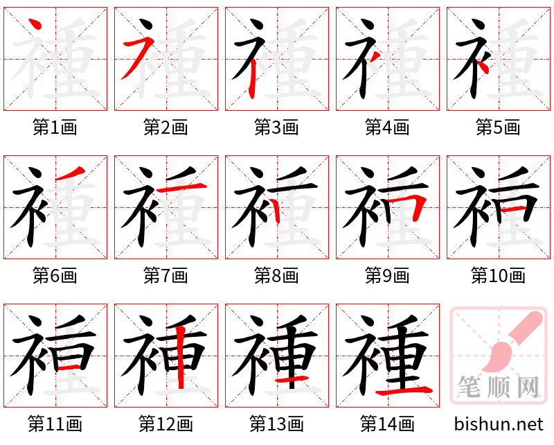 褈 笔顺规范