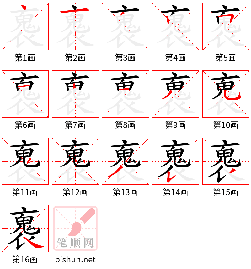 褢 笔顺规范