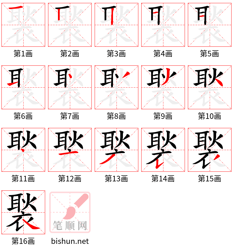 褧 笔顺规范