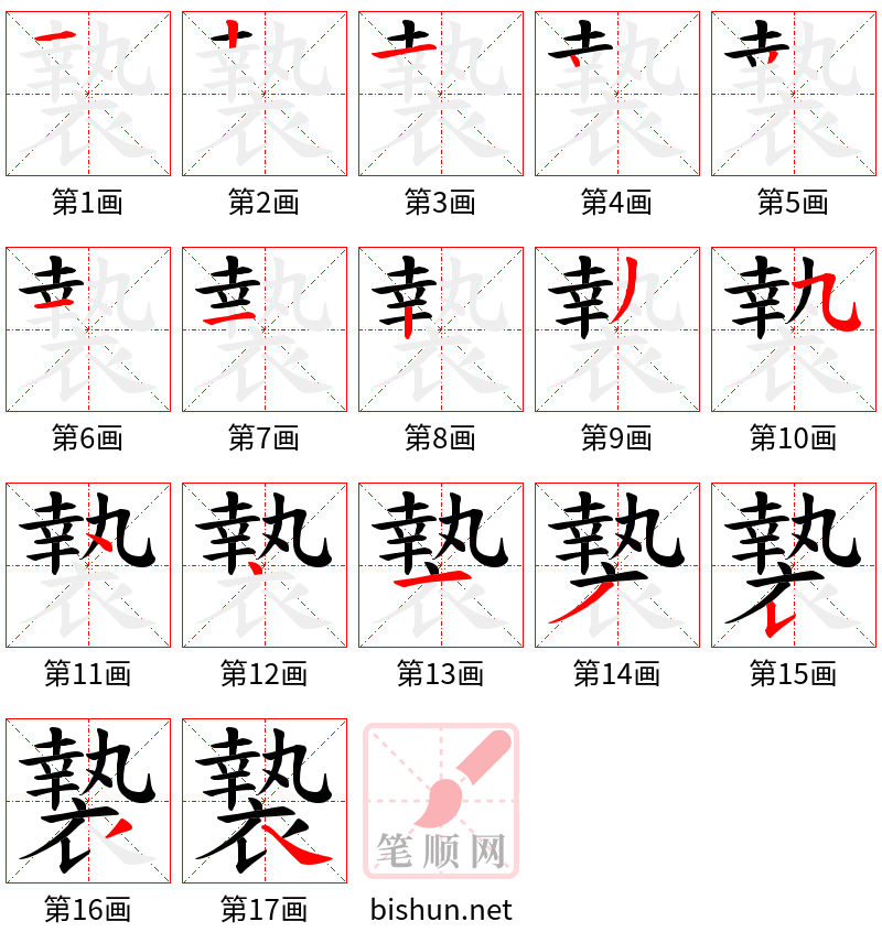 褺 笔顺规范