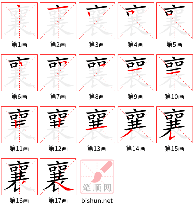 襄 笔顺规范