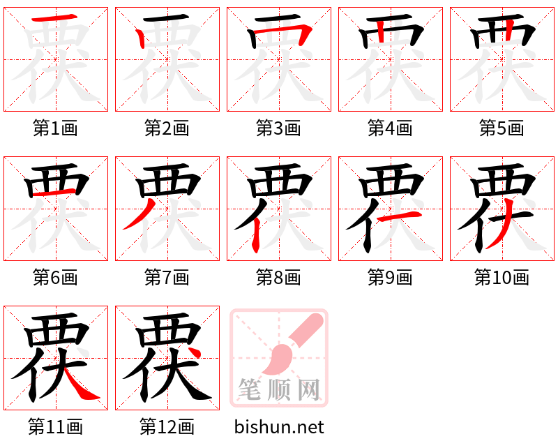 覄 笔顺规范