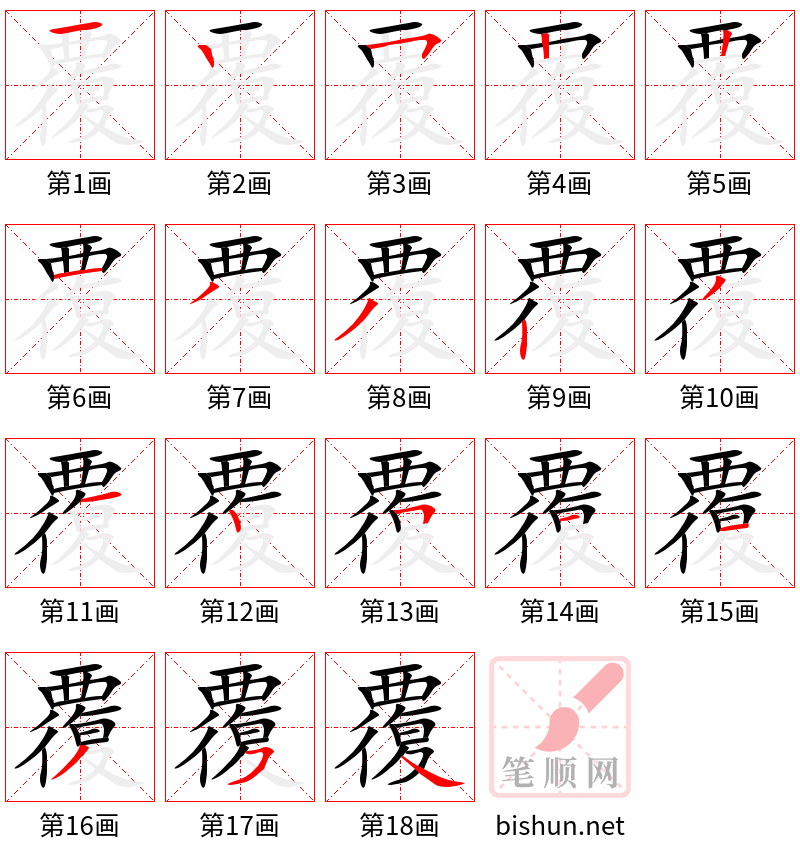 覆 笔顺规范