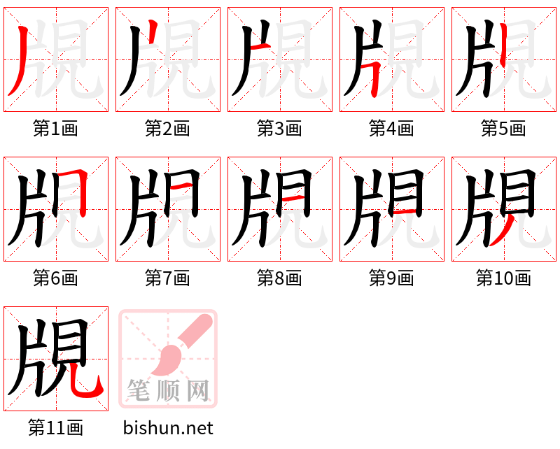 覑 笔顺规范