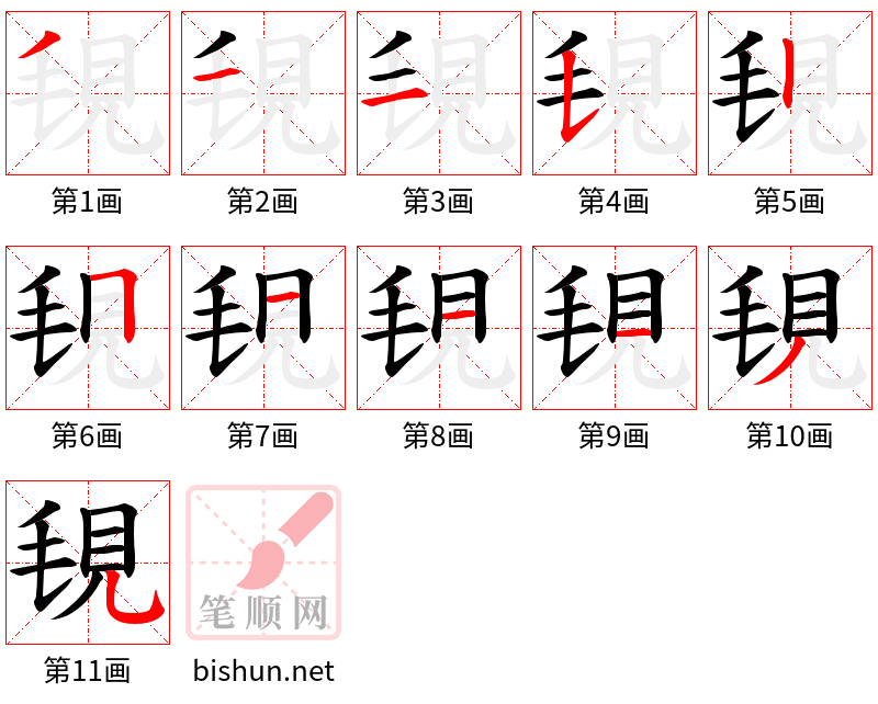 覒 笔顺规范