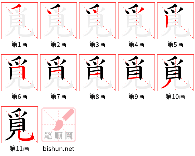 覓 笔顺规范