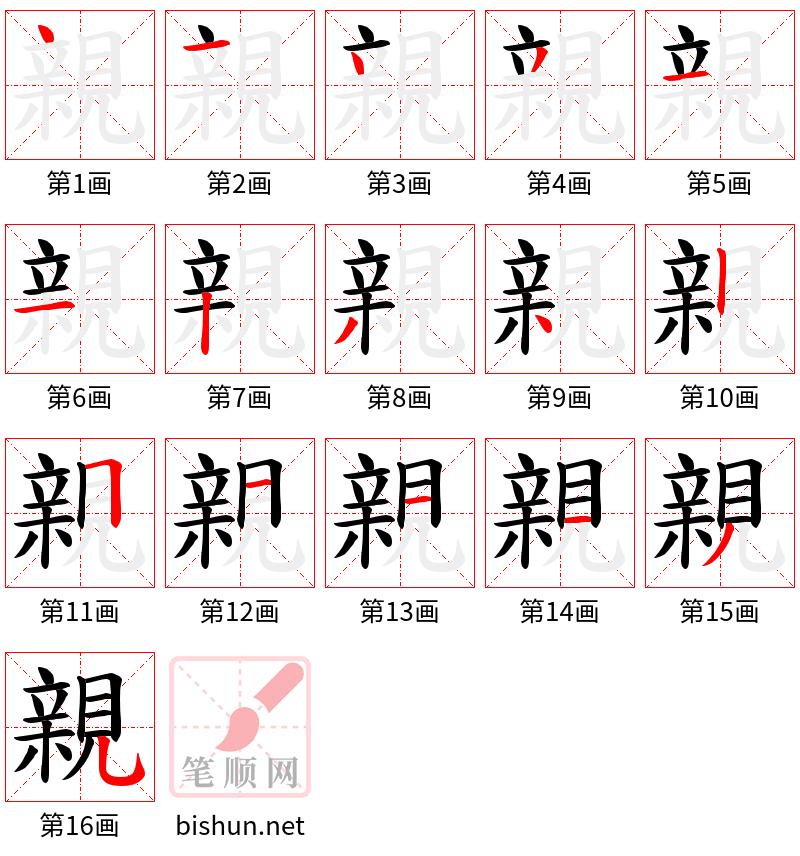 親 笔顺规范