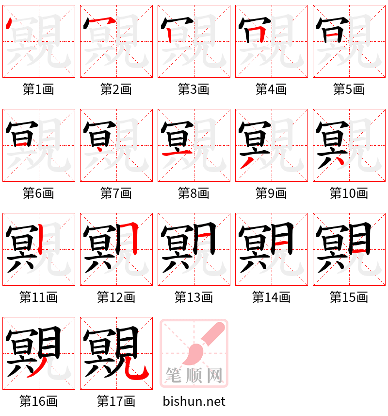 覭 笔顺规范