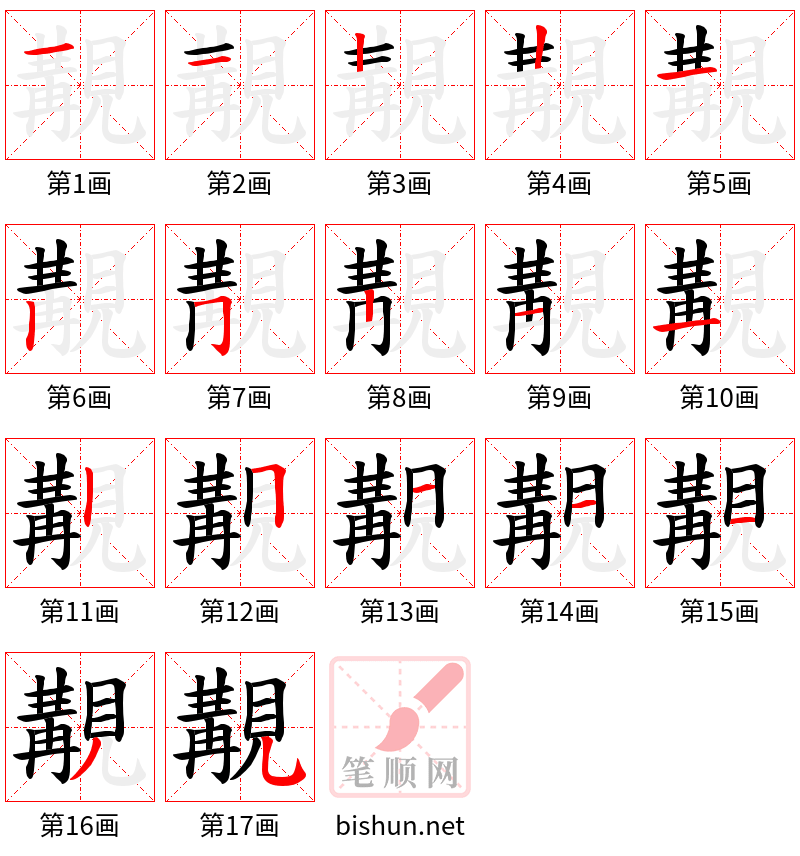 覯 笔顺规范