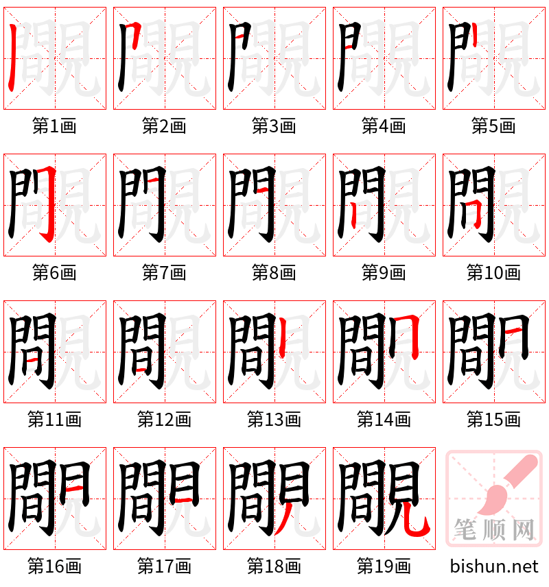 覸 笔顺规范