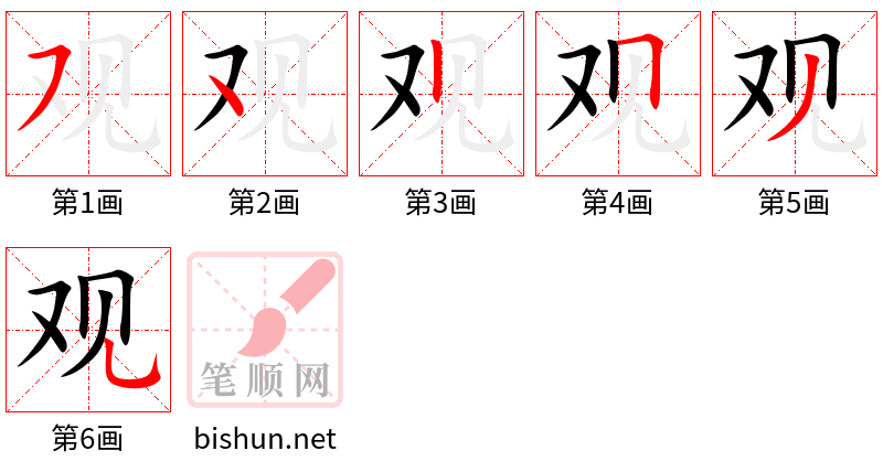 观 笔顺规范