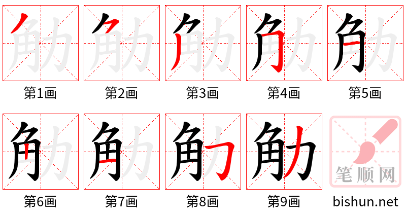 觔 笔顺规范