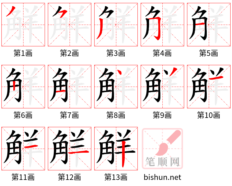 觧 笔顺规范