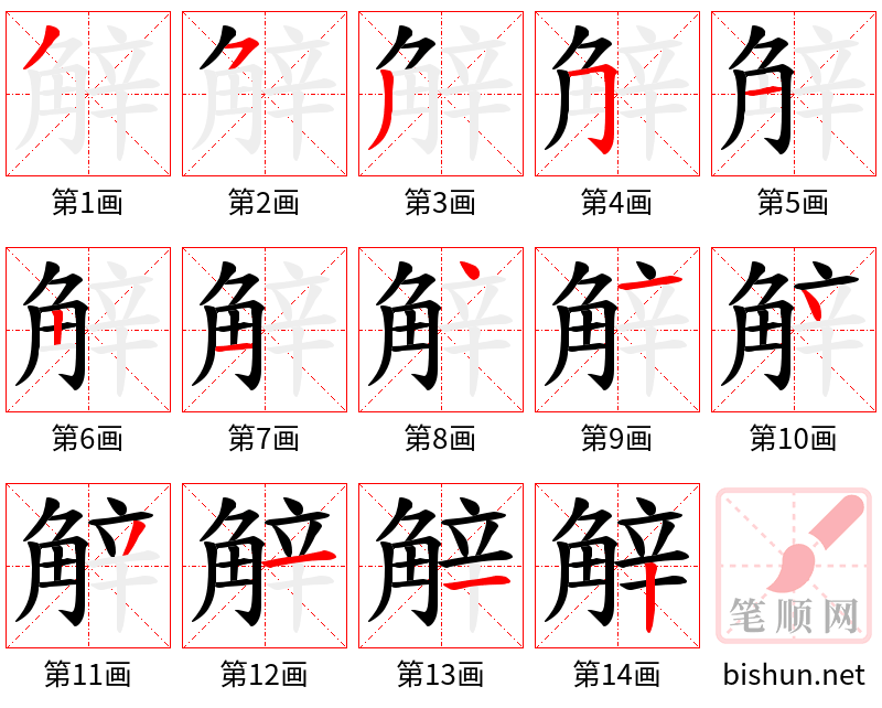 觪 笔顺规范